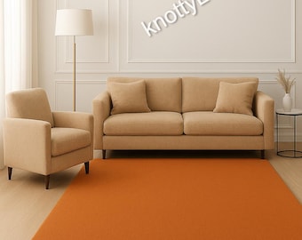 PieceOranje effen vloerkleed, modern minimalistisch tapijt voor woonkamer slaapkamer, zacht, eigentijds vloerkleed woondecoratie