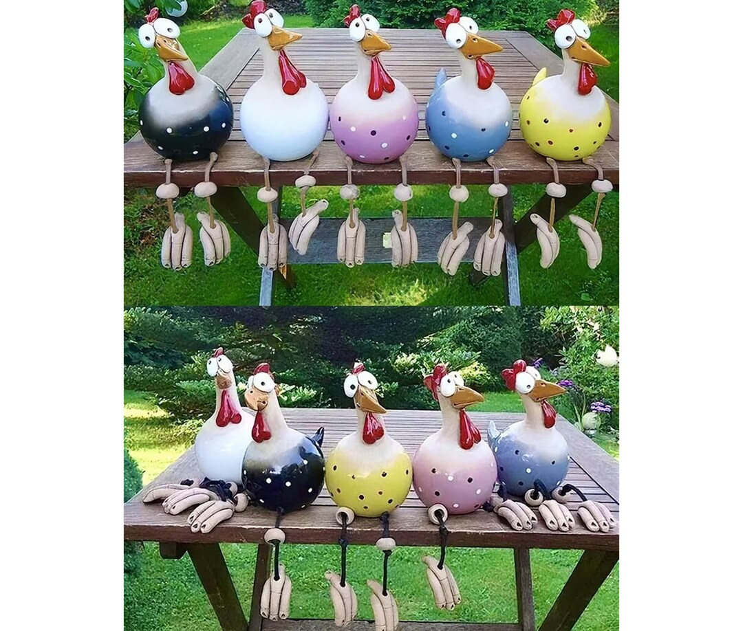 Garden Chicken Ornament Resin Rooster Art Decor Outdoor Yard Etsy