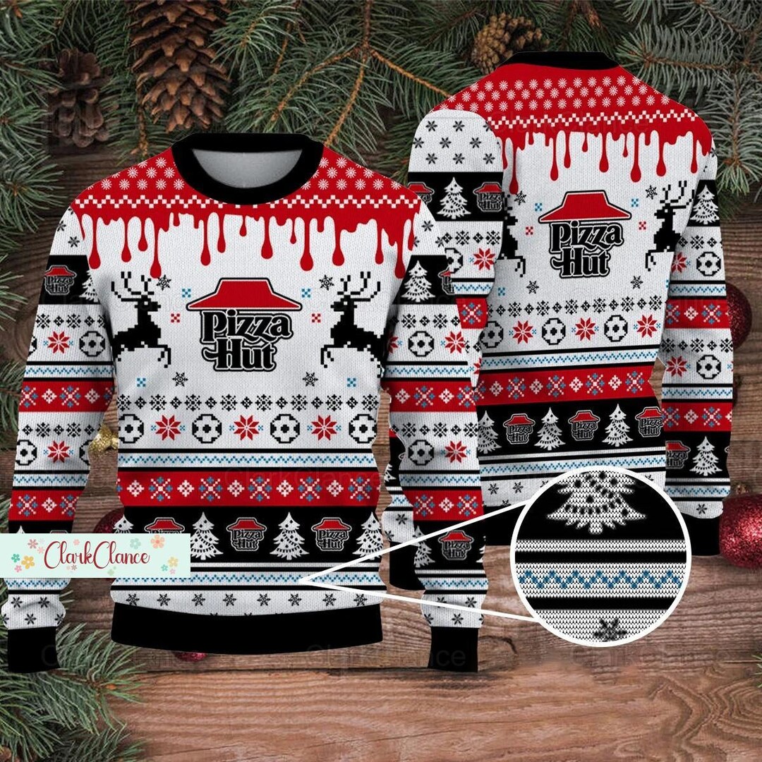 Christmas Pizza Hut Sweater Pizza Hut Ugly Sweater Pizza Hut Etsy