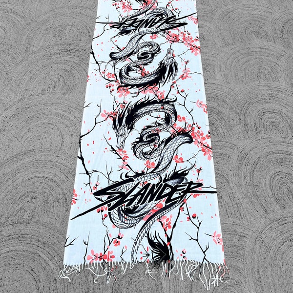 Cherry Blossom SLANDER Pashmina | Custom Merch for Raves and Festivals by PASHMANIAC™