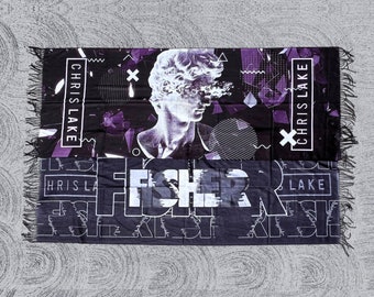 Reversible FISHER x Chris Lake Pashmina | Custom Rave Festival Shawls and Scarfs by PASHMANIAC™