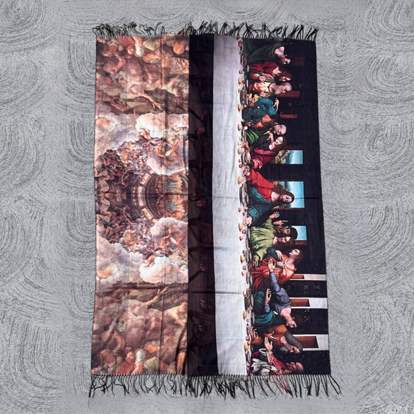 Reversible "The Last Supper" Pashmina | Custom Shawls for Raves and Festivals by PASHMANIAC™