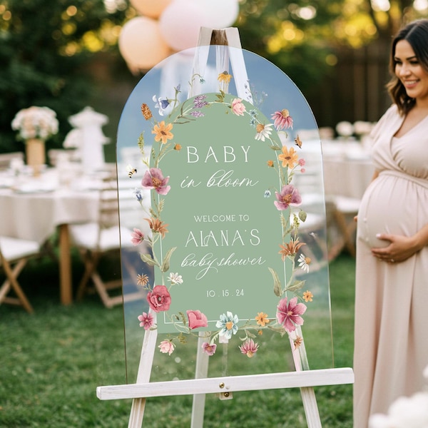Personalized Wildflower Baby Shower Welcome Sign, Baby In Bloom