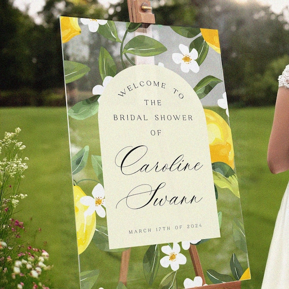 Custom Lemon Bridal Shower Welcome Sign, Lemonade Theme