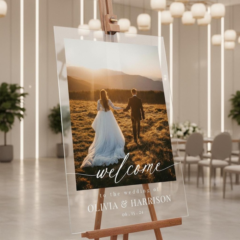 Photo Wedding Welcome Sign, Custom Acrylic Wedding Decor Acrylic