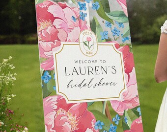 Floral Bridal Shower Sign, Custom Welcome Sign, USA Made