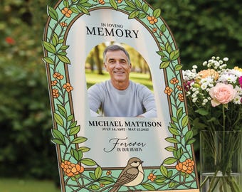 Printed Funeral Sign, In Loving Memory Sign With Photo, Celebration of Life Welcome Sign, Funeral Memorial Sign with Picture