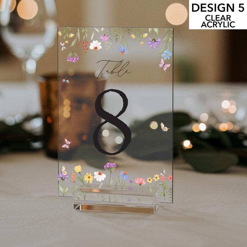 Floral Acrylic Wedding Table Numbers, Custom Table Decor - Etsy