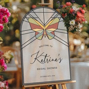 Butterflies Bridal Shower Sign, Frosted Acrylic Here’s To A Lifetime Of Butterflies Welcome Sign, Butterfly Bridal Shower Decorations