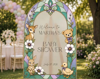 Woodland Animals Baby Shower Sign, Custom Baby Bear Baby Shower Sign, Rabbit Baby Shower Decorations