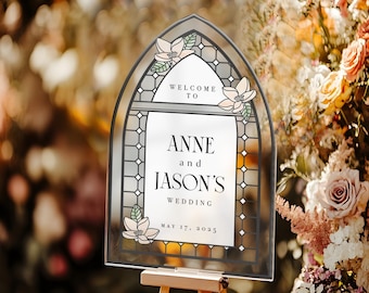 Custom Acrylic Stained Glass Style Wedding Welcome Sign