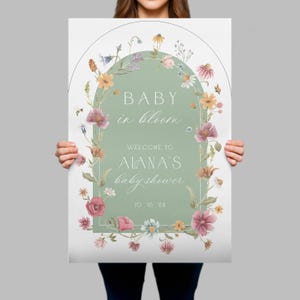 Personalized Wildflower Baby Shower Welcome Sign, Baby In Bloom Paper