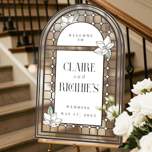 Custom Wedding Sign, Stained Glass Look Wedding Welcome Sign, Mirror Or Acrylic Wedding Entrance Sign, Wedding Day Decorations