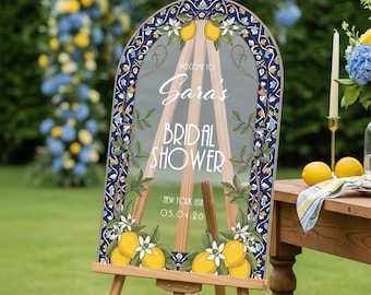 Lemon Bridal Shower Sign, Main Squeeze Bridal Shower Welcome Sign, Blue Tiles Bridal Shower Sign, Citrus Bridal Favours