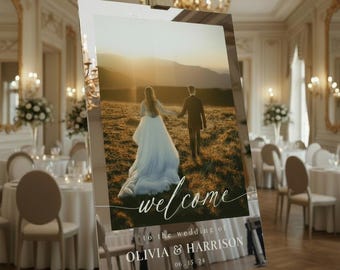 Photo Wedding Welcome Sign, Custom Acrylic Wedding Decor