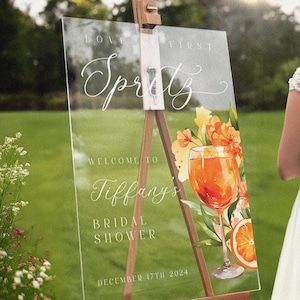 Love At First Spritz Bridal Shower Sign, Aperol Spritz Welcome Sign, Citrus Bridal Brunch Sign FramedFablesStore