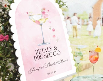 Petals and Prosecco Bridal Shower Sign, Brunch And Bubbly Bridal Shower Welcome Sign, Petals Prosecco Bridal Decorations FramedFablesStore