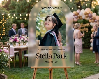 Acrylic Photo Graduation Sign, Custom Frosted Graduation Party Sign, Graduation Picture Sign, Graduation Favors