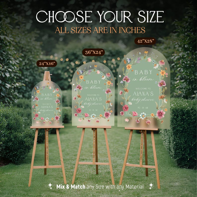 Personalized Wildflower Baby Shower Welcome Sign, Baby In Bloom imagem 4