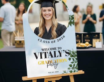 Printed Photo Graduation Sign, Graduation Party Sign, Custom Graduation Picture Sign, Acrylic Graduation Party Favors