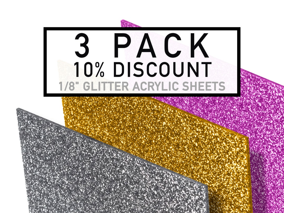 3 PACK Glitter Acrylic Sheet, Glitter Acrylic Sheets for