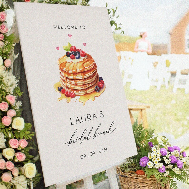 Custom Bridal Brunch Welcome Sign, Pancake Theme PVC Board
