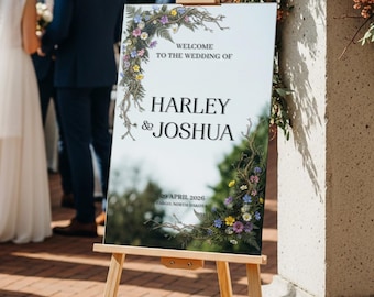 Wildflower Wedding Sign, Wild Flowers Wedding Welcome Sign In Acrylic or Mirror, Floral Wedding Decorations