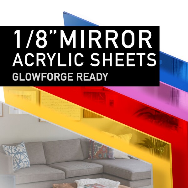 Acrylic Mirror Sheets, Glowforge Mirror Sheets, Mirrored Acrylic Sheets for Laser cutting, Colored Acrylic Mirror Sheets
