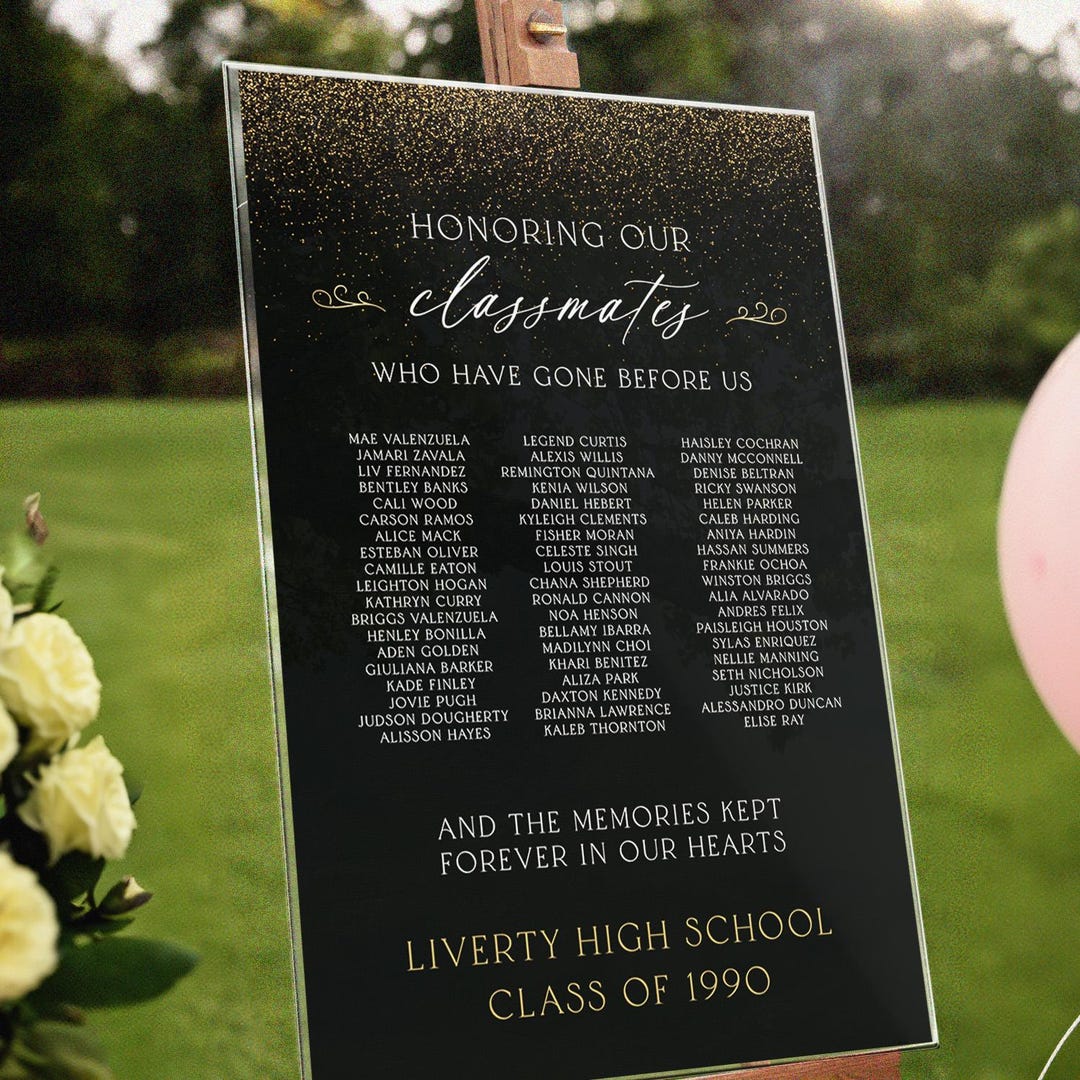 In Memory of Classmates Sign, High School Reunion Remembrance - Etsy
