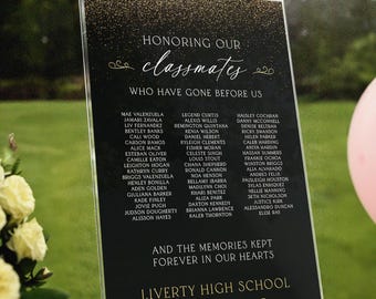 In Memory Of Classmates Sign, High School Reunion Remembrance