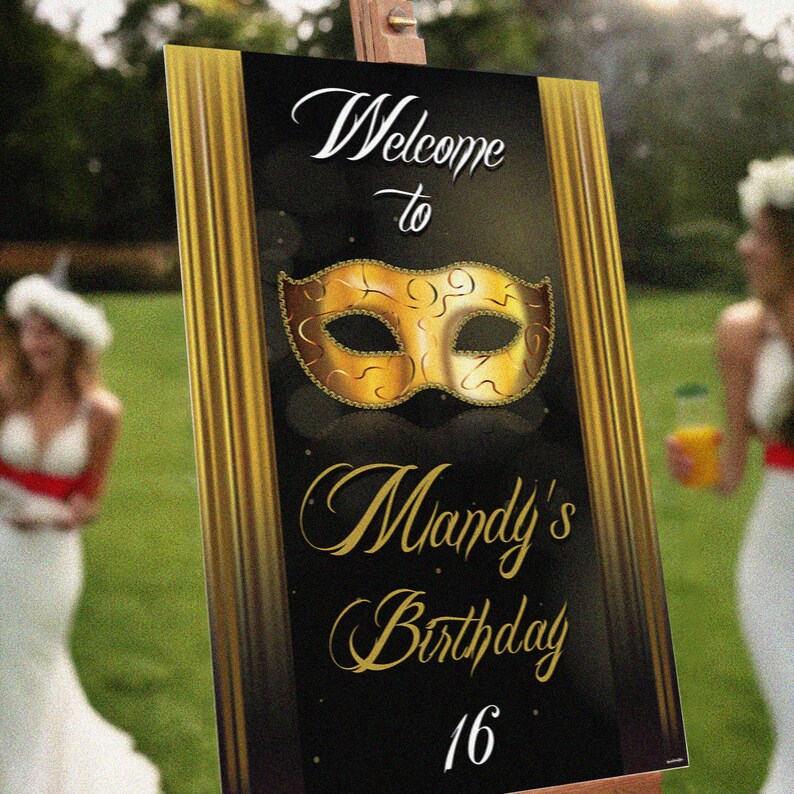 Custom Masquerade Party Welcome Sign, Birthday Decoration - Etsy