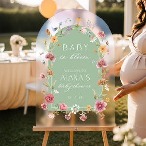 Personalized Wildflower Baby Shower Welcome Sign, Baby In Bloom Frosted Acrylic
