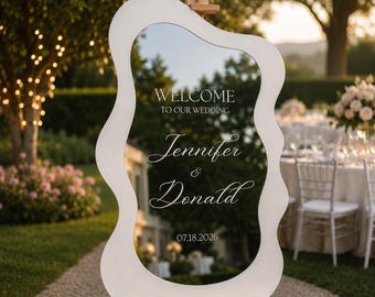 Minimalist Wedding Welcome Sign, Custom Mirror Wedding Sign, Welcome To Our Wedding Signage, Minimalist Wedding Decorations