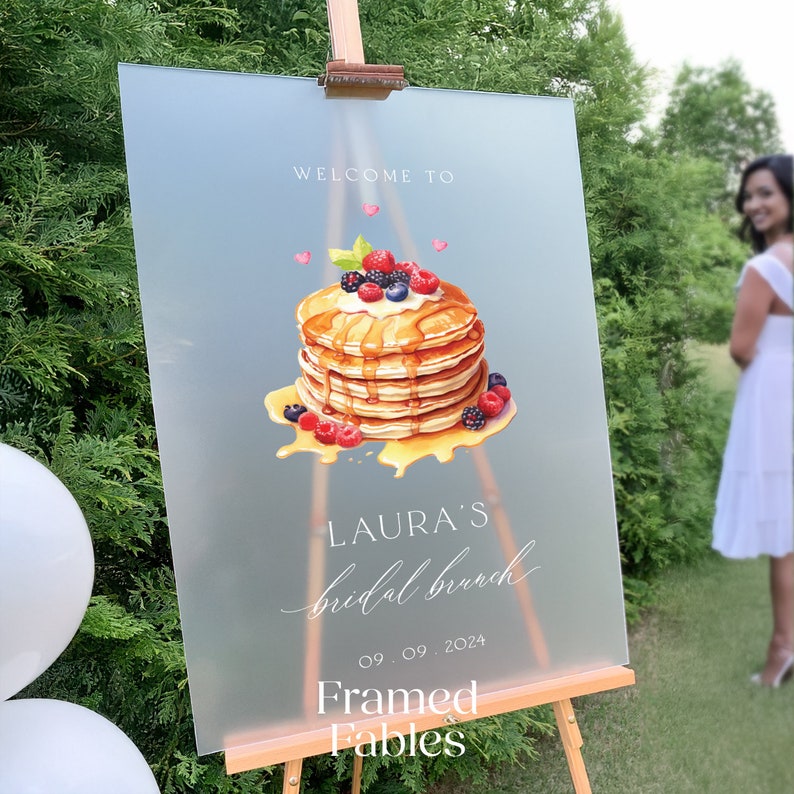 Custom Bridal Brunch Welcome Sign, Pancake Theme Frosted Acrylic