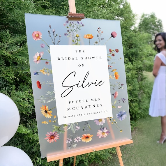Wildflower Bridal Shower Welcome Sign, Personalized Floral Decor