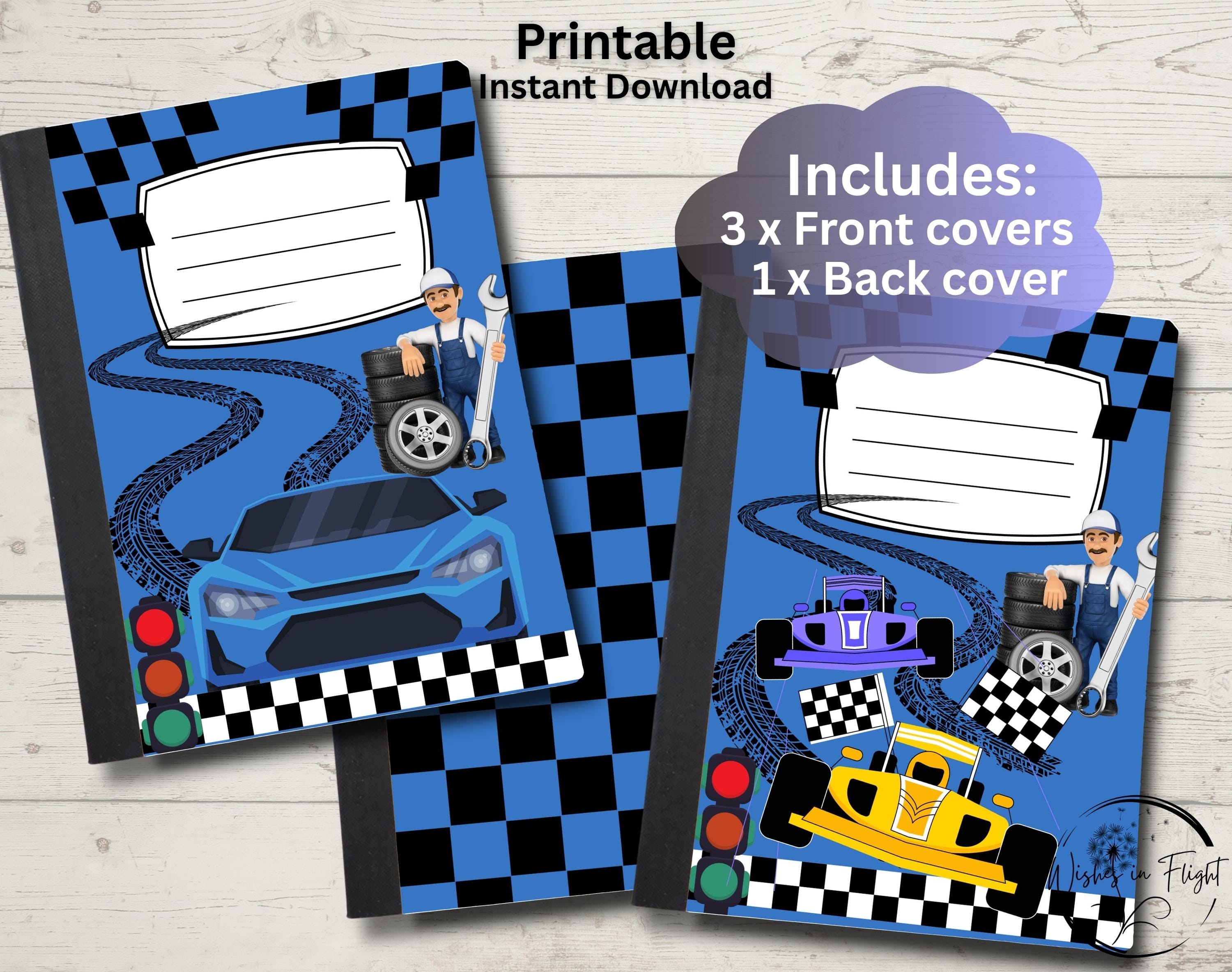 Racing Car Notebook Cover: Printable Composition Book Stickers (7.5