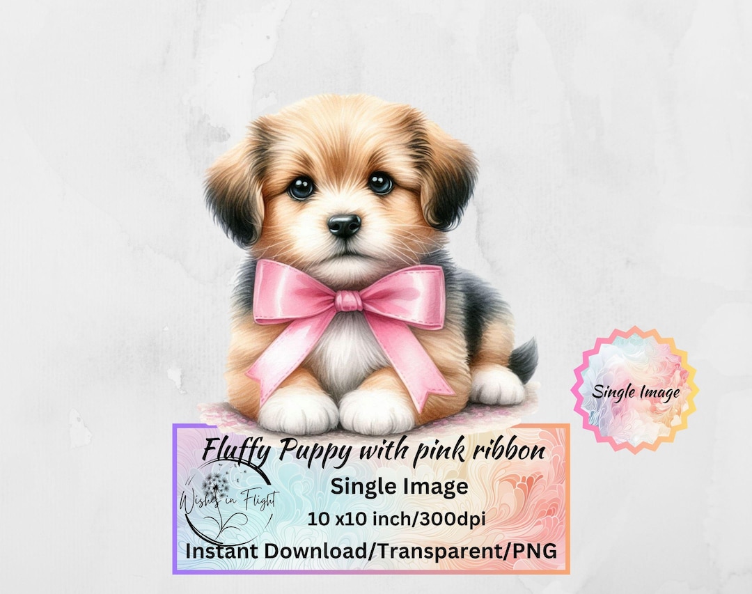 Fluffy Puppy With Pink Bow, PNG Transparent Clip Art, Dog Lover ...