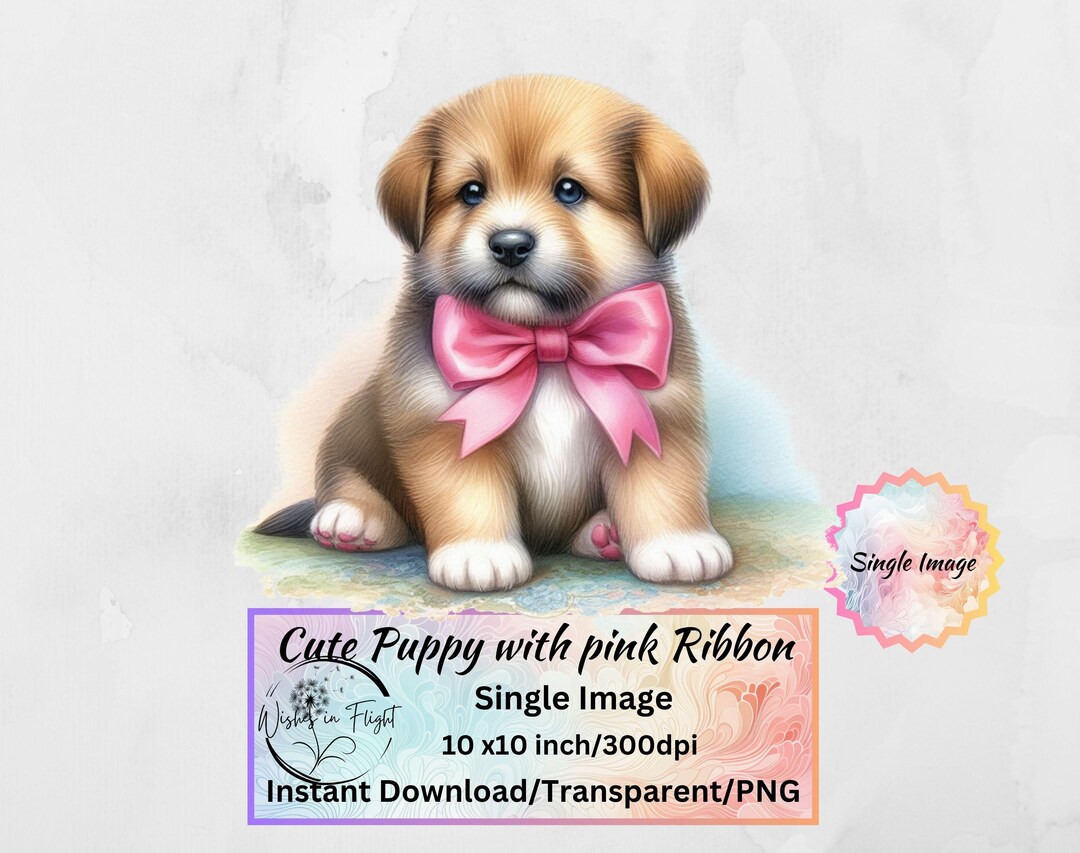 Cute Puppy With Pink Bow PNG Transparent Clip Art,dog Lover, Adorable ...