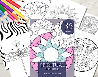 Spiritual Coloring Pages: 35 Mindfulness Activities (8.5x11 Inch) (Digital Download)