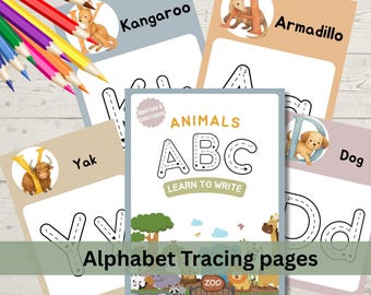 Animal Alphabet Tracing Workbook: A-Z Printable Learning (PDF Download)