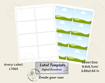 Plantilla de etiquetas editable para Canva, compatible con Avery L7565, imprimible de 9,9 x 6,7 cm, etiquetas adhesivas o de embalaje de productos personalizables.