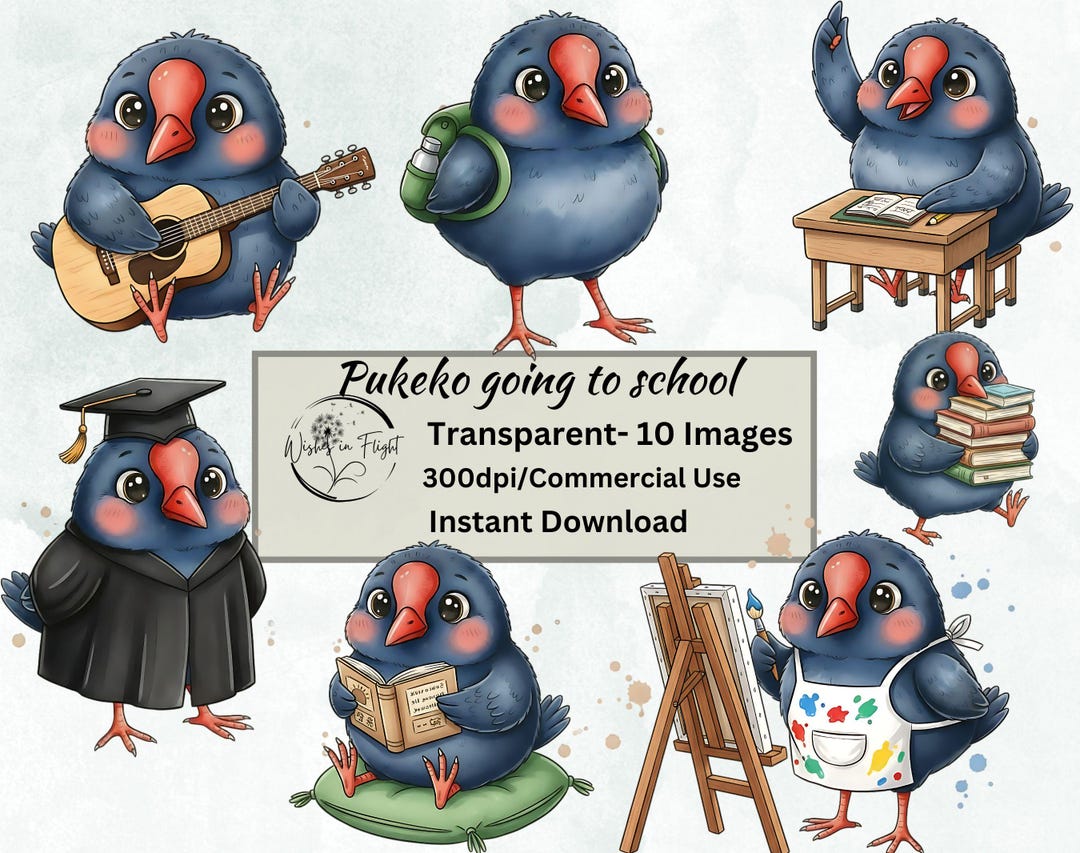 Pukeko Clipart Bundle, New Zealand Bird Clipart, Kiwi School Animals ...