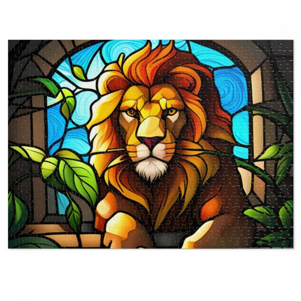 Puzzle Lion en vitrail 110/252/500 pièces