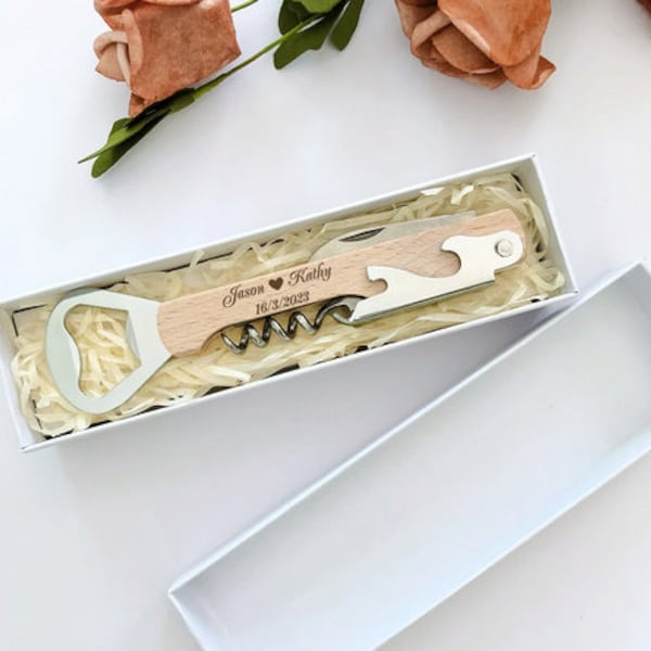 Wedding Custom Beer Opener With Box,Wine Custom Openers,Wedding Custom Gift,Gift For Guests,Personalized Corkscrew,Bachelorette