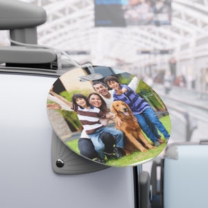 Etiqueta de equipaje de foto redondeada personalizada, Etiqueta de bolsa de viaje de doble cara personalizada, Etiqueta de mochila personalizada, ID de equipaje personalizado, Maleta de etiqueta personalizada