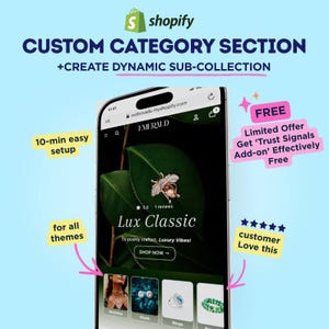 Shopify Aangepaste categorie Sectie Vloeistofcode | Dynamische deelcollecties | voor alle Shopify-thema's