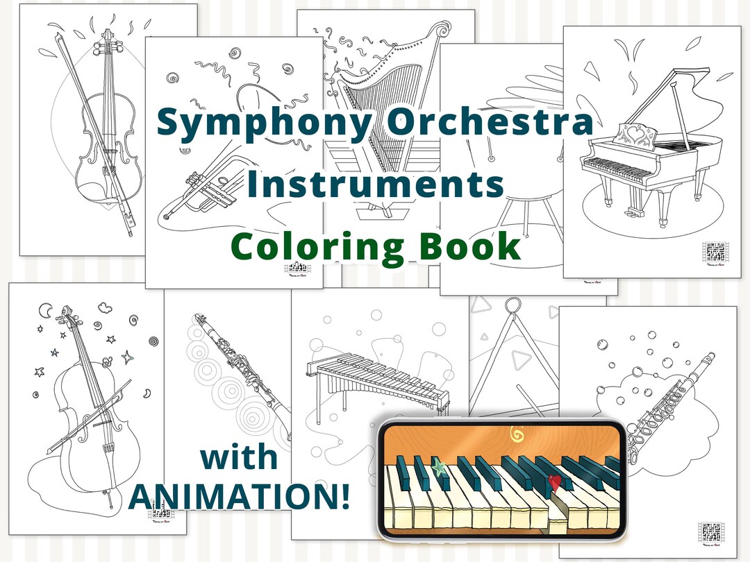 Interactive Music Coloring Book: Symphony Orchestra Instruments