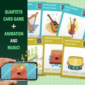 Printable Musical Instruments Quartets Card Game with Sounds & Animation: Educational Music Activity (Digital Download)