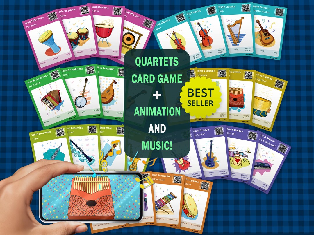Musical Instruments Quartets Card Game With Animation, Digital Download ...
