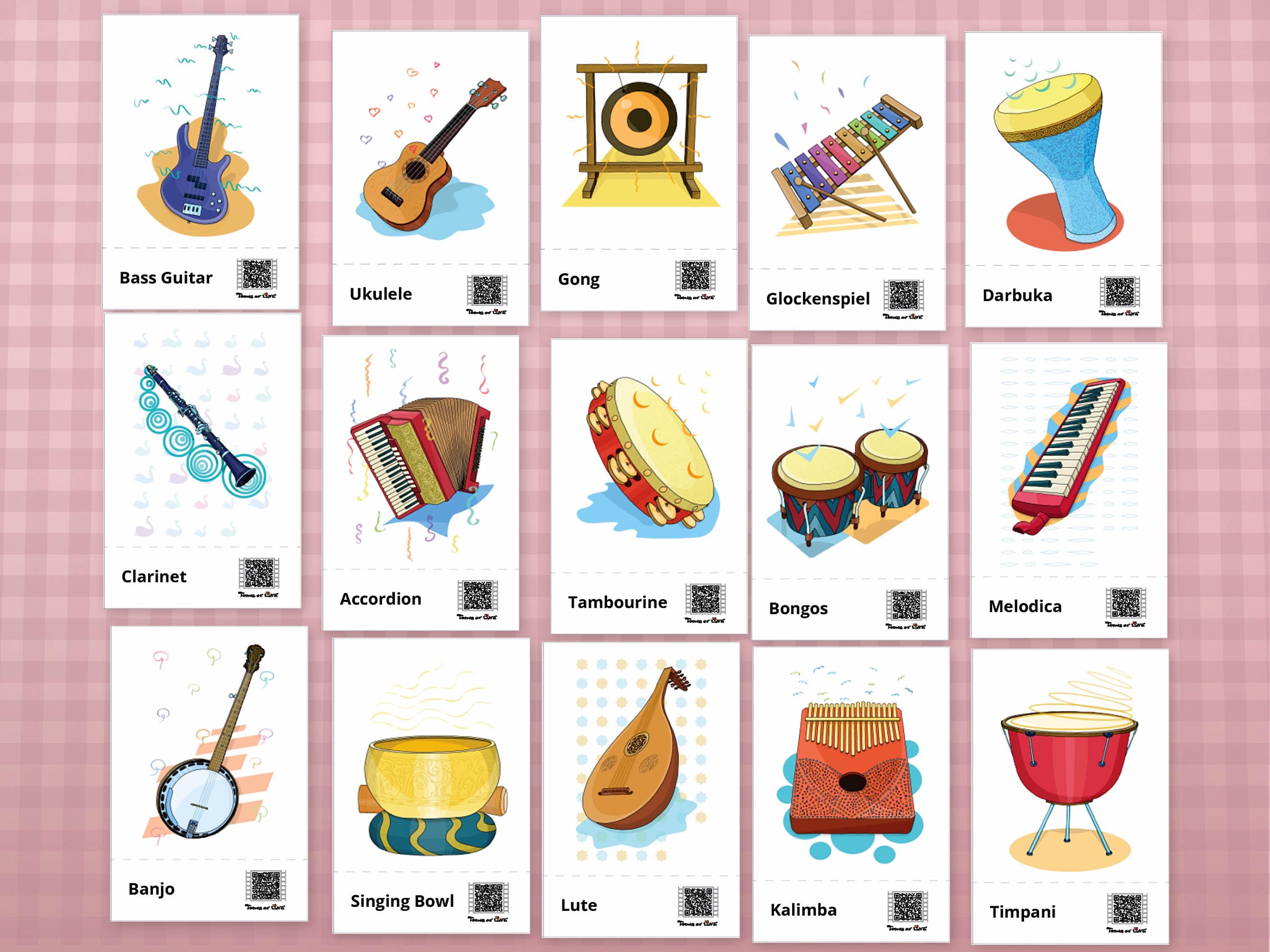 Animated Musical Flash Cards, Printable Musical Instruments Activity ...